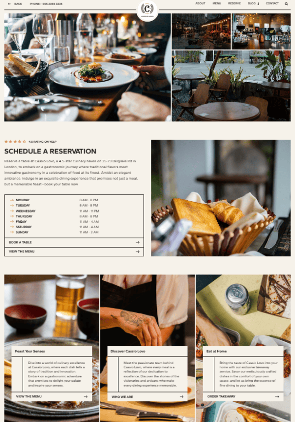 RESTAURANT / CAFE BUSINESS WEBSITES